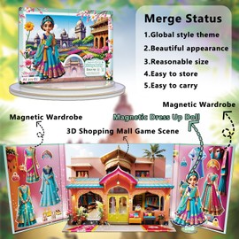 Yuzee Paper Dolls Stickers - Magnetic Dress Up Dolls for Girls - Toddler Travel Toys - 1 Paper Doll and 33 Clothing Accessories with 3D Magnetic Game Scene, Foster Creativity and Imagination