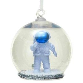The Bridge Collection 4" Snow Globe with Astronaut Ornament - Space Man Christmas Ornament- Man on The Moon Astronaut