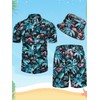 Ficlwigkis Hawaiian Shirt and Shorts Set with Bucket Hats, Flower