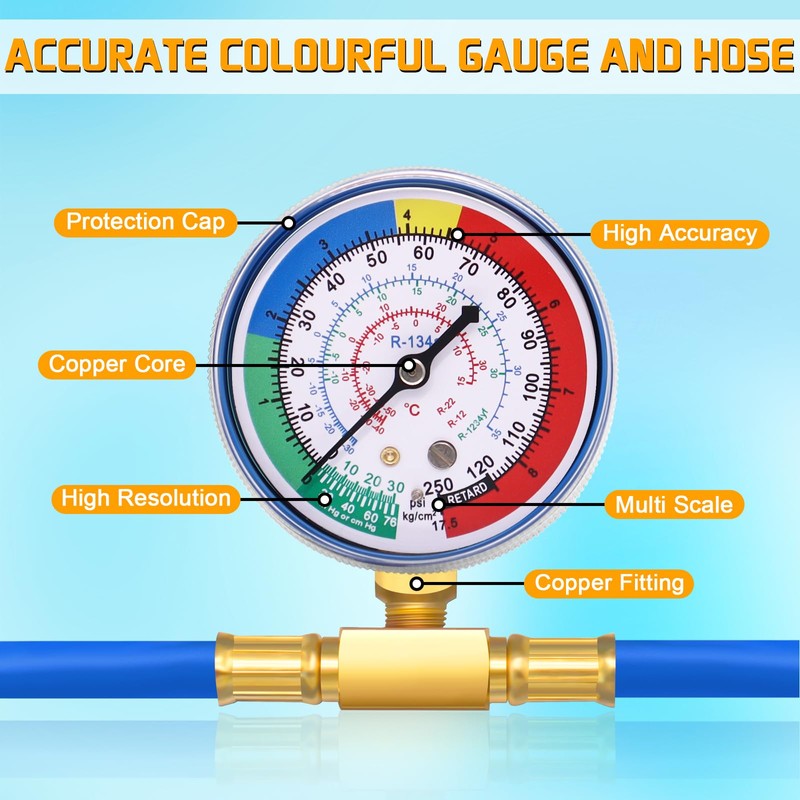 AC R134A R1234YF Refrigerant Recharge Hose Kit, AC R134a 1234yf