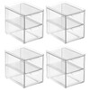 mDesign Stackable Storage Containers Box with 2 Pull-Out Drawers -