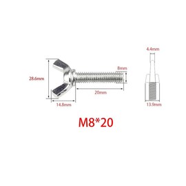 Aoktorkit 10pcs M8-20 Stainless Steel Wing Screws, Silver, Flat Head, Right Hand Thread, Metric, Grade 5, Butterfly Bolts