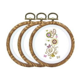 Bivethoi 3 PCS Embroidery Hoops, 6.7 Inch Round Cross Stitch Hoop Frame Imitated Wood Embroidery Circle Ring for Display Sewing Projects Hanging Ornament