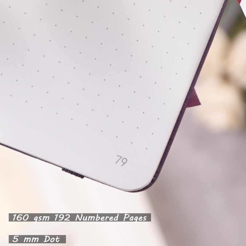 TIEFOSSI A5 Bullet Dotted Notebook, 160gsm Thick Paper, Hardcover Dot