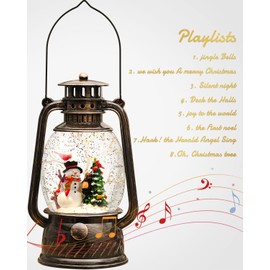 Snow Globe Christmas Decorations - Musical Christmas Snow Globes with 6H Timer,Snowman Cardinal Christmas Tree Scene Snow Globes Lantern USB or Battery Powered,Christmas Decorations Decor for Home