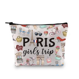 Paris Girls Travel Gift Paris Girls Weekend Gift Holiday in Paris Gift Paris Theme Travel Bag Paris Skyline Gift for Her France Holiday Makeup Bag, Girls Travel Paris Eu, Cosmetic bag with print