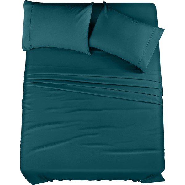 Utopia Bedding Queen Bed Sheets Set - 4 Piece Bedding - Brushed Microfiber - Shrinkage and Fade Resistant - Easy Care (Queen, Teal)