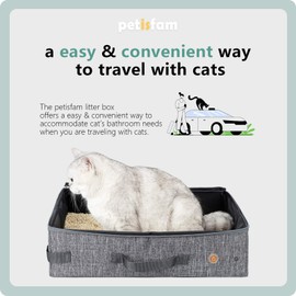 Portable Travel Litter Box for Easy Drive with Kitty and Cats. Lightweight, Sturdy, Leak-Proof, Collapsible