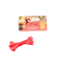 Food Grade Rubber Simulated Bone Teeth Cleaning Dog Chew Toys- Beef Flavored - Chew Dog Bones for Aggressive Chewers (Medium, Red & White)