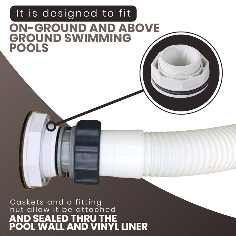 TonGass (1-Pack) 1 1/2" Above Ground Pool Inlet Return Fitting
