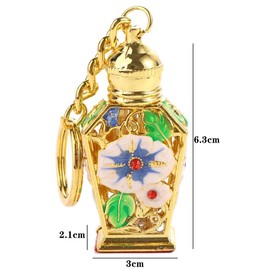 Vctitil 1pcs Arabic Style Perfume Bottles Metal Glass Essential Oil Drip Bottle Pendant Key Chain Refillable Bottle Empty Cosmetic Container