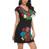 YZXDORWJ Women V Neck Embroidered Mexican Peasant Dress (VD3034-BKMR, XXL)
