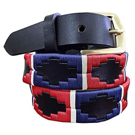 Carlos Diaz Skinny Mens Womens Unisex Brown Leather Embroidered Polo Belt (100 cm/ 36 Inches)