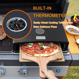 Skypatio Pizza Oven for Grill, Portable Outdoor Grill Top Pizza Oven with Pizza Stone, Built-In Thermometer, Pizza Maker for Outdoor Grill