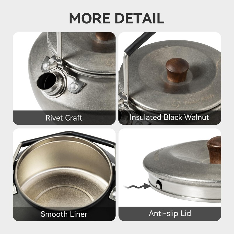 Thous Winds 0.6 Liter Lightweight Stainless Steel Camping Kettle Portable