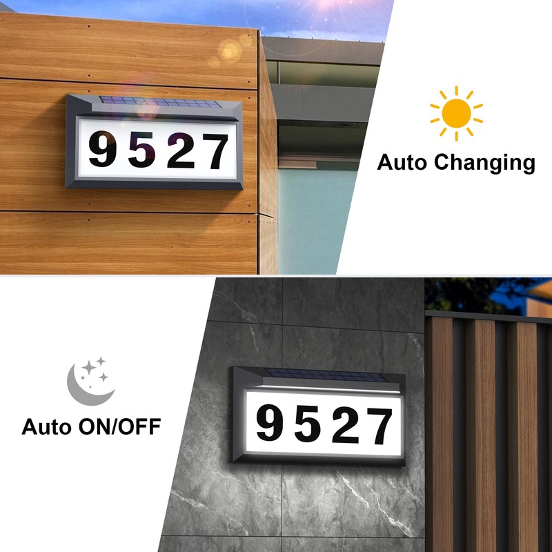 Solar Address Sign, Lighted Address Numbers Outdoor Waterproof, Illuminated LED