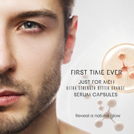 Turbinne Face Serum Capsules For Men - Multi-Tasking Ultra Strength Bitter Orange Serum - Anti Aging & Skin Tightening. Reduce Acne & UV Damage. 21-DAY Challenge (Pack of 1)