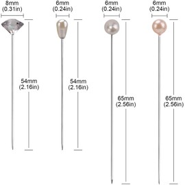AIEX 320Pcs 4 Styles Pearl Head Pins Crystal Head Corsage Pins Straight Head Pins for Banquet Wedding Party Anniversary Decorations