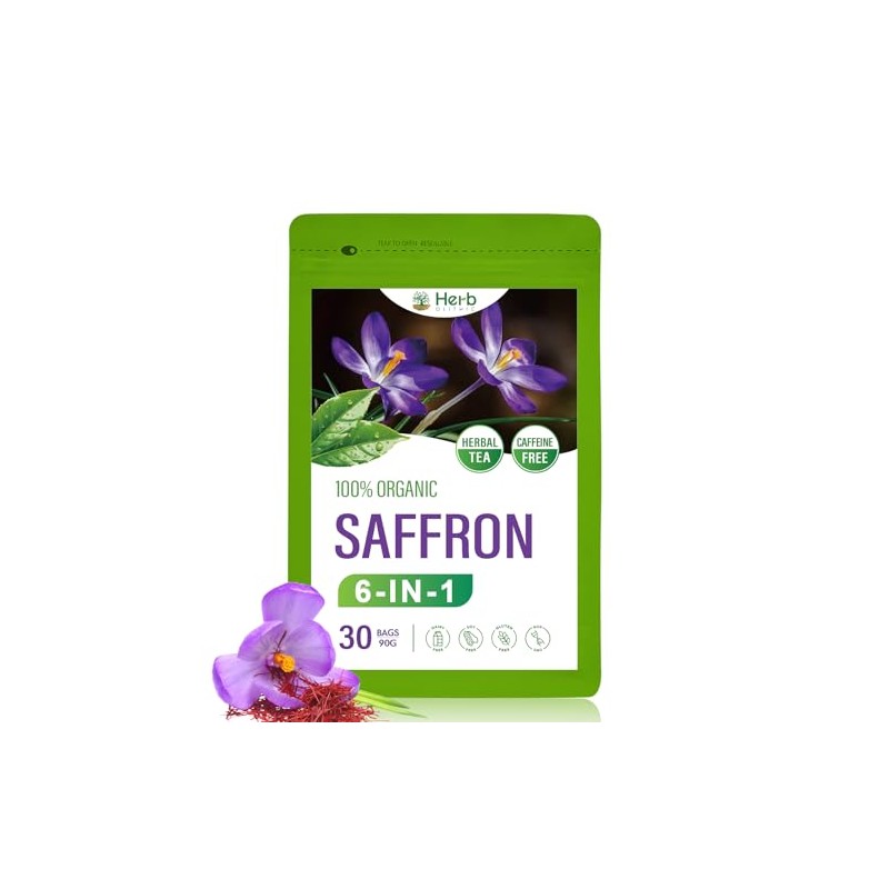 HerbOLITHIC Saffron Tea bags, Herbal Tea for Mood Support, Calm