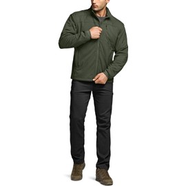 CQR Men's Lightweight Insulated Jacket, Windproof Packable Water Resistant Warm Active Coat for Hiking Work Outdoor Tactical, Frame Army Green, XX-Large