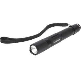 PRO-SAFE Tactical LED Flashlight: Black Aluminum Body, 65 Lumens, Uses 2 AA Batteries