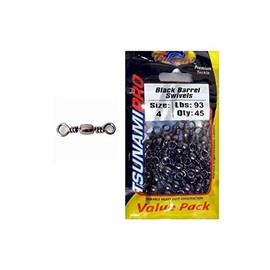 Black Barrel Swivel: Size 6 - 65lb - 25 per pack