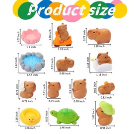 13 Pieces Cute Capybara Car Dashboard Dollhouse Miniatures, Mini Resin Animals Birthday Decorations