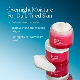ELEMIS Superfood Midnight Facial - Lightweight Overnight Facial Cream, Prebiotic-Infused Hydrating Gel, Vitamin C Camu Camu Moisturizer, Omega Rich Night Cream - 50ml