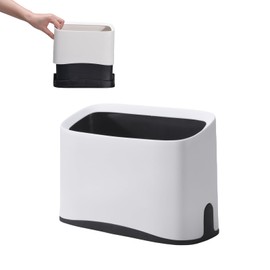 PETOCAT Cat Litter Scoop Holder Universal Scooper Storage Caddy for Most Kitty Poop Shovel, Durable Pet Pooper Stand Works with Plastic/Metal Waste Scoops, Double-Layer Mini Desktop Trash Can, White