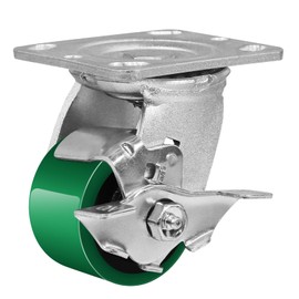 FOVERSWIVE 3"x2" Heavy Duty Casters- Polyurethane on Steel Wheel, Capacity up to 800 Lb. Use for Platform Truck, U-Boat Cart, Workbenches (1 Brake)