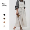 ACHSOO Cotton Solid Color Pinafore with Pockets Cross Back Straps