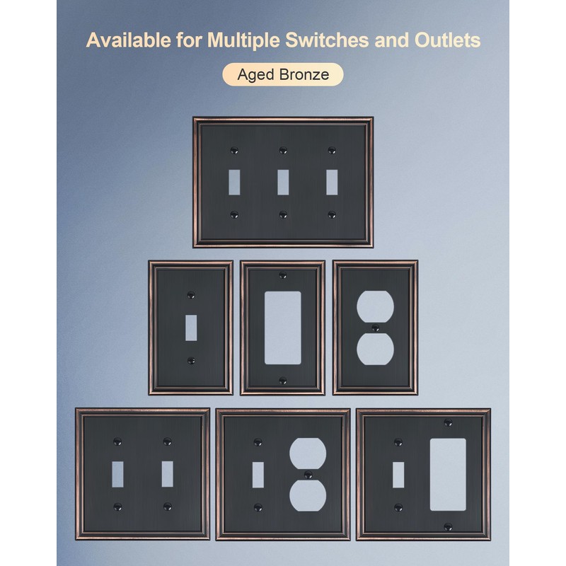 TREEWELL 4-Pack Duplex Outlet Cover, Durable Solid Zinc Alloy Decorative