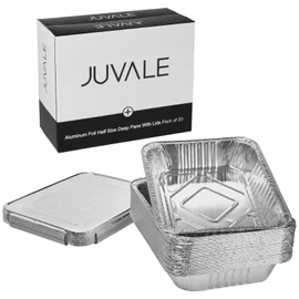 Juvale 20-Pack Half Size Aluminum Pans with Lids - 9x13 Disposable Tin Foil Catering Trays for Baking, Roasting Food, Chafing Dish