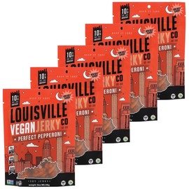 Louisville Vegan Jerky – Pepperoni Pizza Vegan and Vegetarian Friendly Meat - Lip-Smacking Jerky - Gluten-Free High Protein Vegan Snacks 19 grams of Non-GMO Soy Protein - 3 oz, 5 Pack