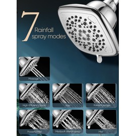 Cobbe Filtered Shower Head, 7 Modes High Pressure Shower Heads - 16 Stage Shower Head Filter for Hard Water for Remove Chlorine and Harmful Substances (Luxury Polished Chrome, 6 Inch Square)