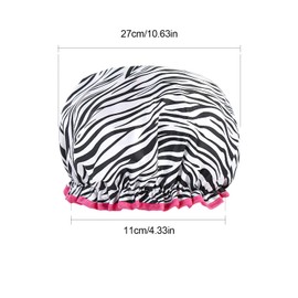 Lotsdonxia Reusable Double Thickened Shower Cap Waterproof Comfort and Trendiness for Bathing, Showering, and Hair Protection (Zebra)