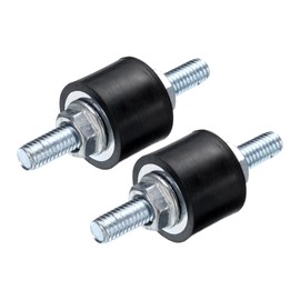 uxcell 2pcs M6x18mm Rubber Isolator Mounts with Studs 20x15mm Male Vibration Shock Absorber Zinc Plated Cylindrical Thread Mounts Anti Vibration Isolators with 4pcs M6 Lock Nuts