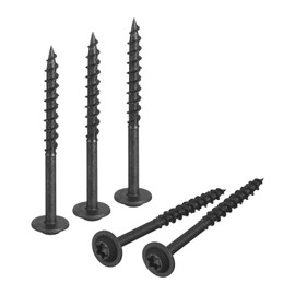 sourcing map #8 x 2" Round Washer Screws - 100pcs - Torx/Star Drive Head Wood Screws for Construction, Cabinets and Furniture, Black