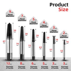 HAIMAYEE Screw Extractor Set Professional 6-Piece HSS Extractor, Screw Extractor Tool, Left Hand Turner Set, Screw Remover M3-M25