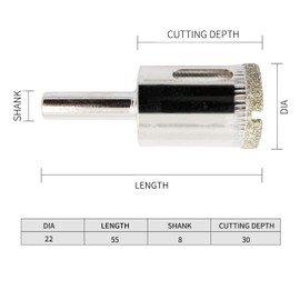 Diamond Hole Saw Drill Bit 22mm