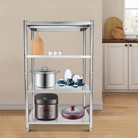 RENFANSHOP 4-Tier Stainless Steel Heavy Duty Shelving - Adjustable Shelf Storage Unit, Supports 200lbs Per Shelf for Kitchen Commercial Office Garage and Restaurant Use