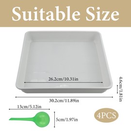 EASYKEENECOM 4 Stück Blumentopf Untersetzer Eckig Rund Pflanztopf Blumenkübel Schale Kunststoff Pflanzkasten Pflanzschale Blumentopf Tropf Tabletts für Outdoor Indoor Pflanzen WeißE(Eckig 29x29cm)