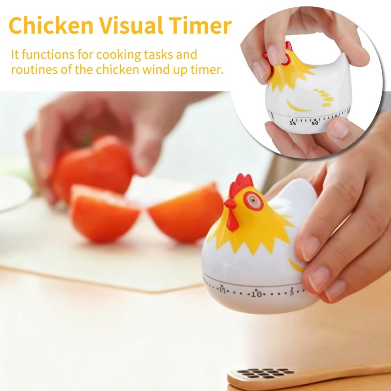 Kitchen Timer, Cute Chicken Visual Timer Mechanical Countdown Alarm Mini