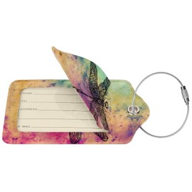 Dragonfly 2 Pcs Luggage Tags, Privacy Cover Id Label with Stainless Steel Loop and Address Card for Suitcases & Travel Bags