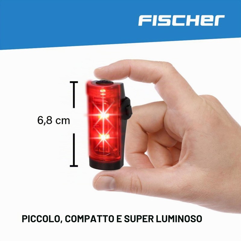 FISCHER Set di luci a LED per bicicletta Small-box, resistente