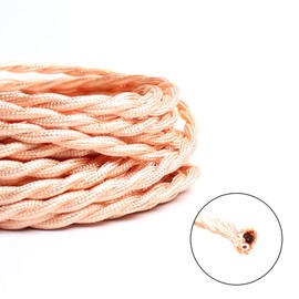 25ft Fabric Cloth Covered Lamp Twisted Wire,PRUNLLA Vintage 18/2 Industrial Electrical Cord,18-Gauge Antique Style for Retro Lamp,DIY Projects (Baby Pink)