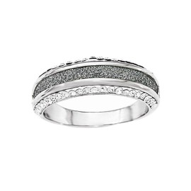 Sterling Silver Crystal Blue Laser Glitter Texture Ring Size 7