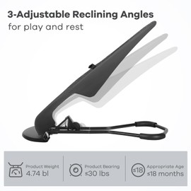 HKAI Baby Bouncer, Portable Baby Bouncer Seat for Babies 0-18 Months, 100% Cotton Fabrics, 3 Modes of use with Rocker and Stationary Options, Infant Rocker Chair with Hanging Toys-Dark Grey