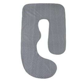SHANNA Pregnancy Pillow Case J Shape Machine Washable Replacement Cover (Striped, Grey)