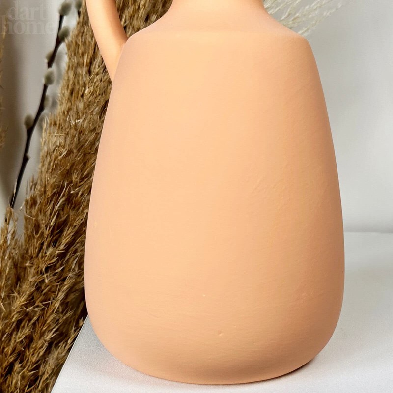 Terracotta Bottle Vase With Handle 20cm Roman Style Ceramic Flower
